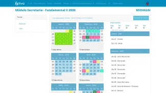 Tela do Letivo: montagem do calendário do ano letivo